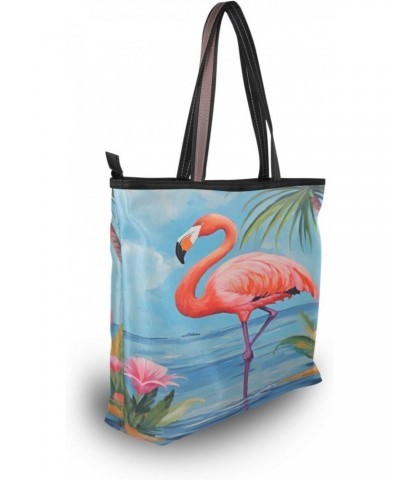 Women Tote Bags Flamingo Flowers Top Handle Satchel Handbags Shoulder Bag for Shopping 20854509 $11.12 Totes