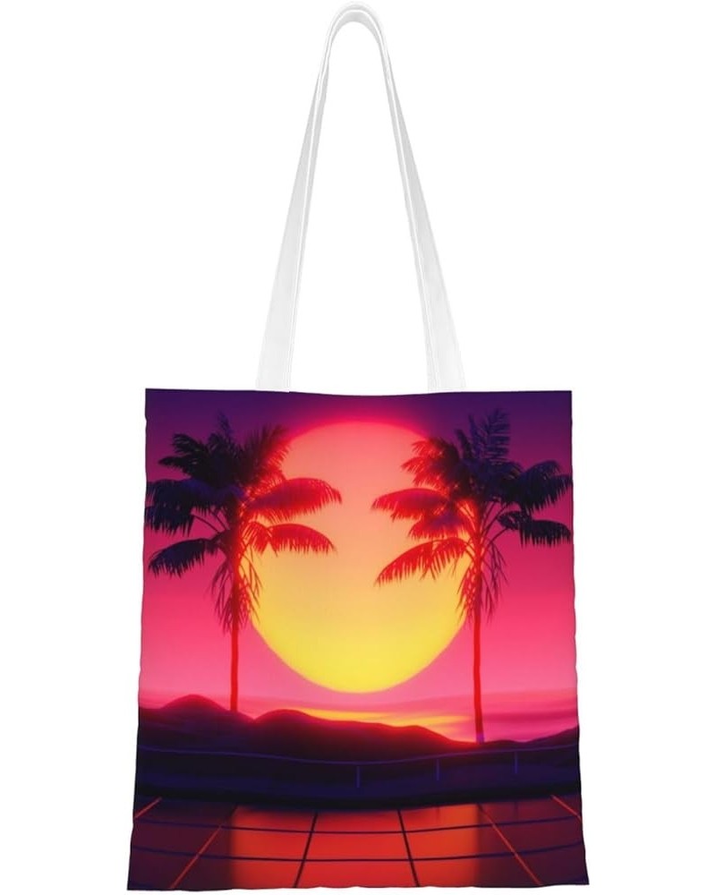 Palm Trees Single Shoulder Fashion Canvas Tote Shopping Bags Handbags For Men And Women Palm Trees43 $11.52 Totes