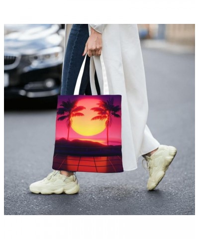 Palm Trees Single Shoulder Fashion Canvas Tote Shopping Bags Handbags For Men And Women Palm Trees43 $11.52 Totes