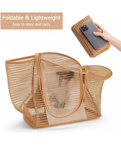 Mesh Beach Tote,Beach Bag For Womens Shoulder Handbag,Foldable 23L Casual Hobo Bag For Beach Picnic Vacation Blue $11.53 Totes