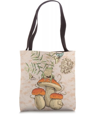 Vintage Cottagecore Mushrooms - Naturecore Aesthetic Frog Tote Bag $13.61 Totes