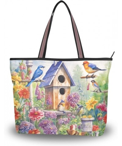 Women Tote Bags Flowers Floral Bird Top Handle Satchel Handbags Shoulder Bag for Shopping 20848190 Floral Bird $9.66 Satchels