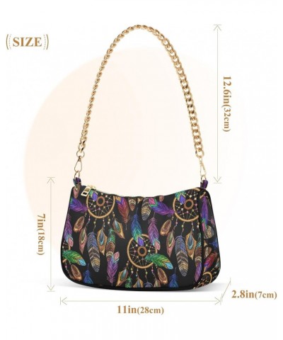 Colorful Dream Catcher Shoulder Bag for Women Chain Tote Bags Trendy Underarm Handbag Clutch Purse with Zipper Closure $15.30...