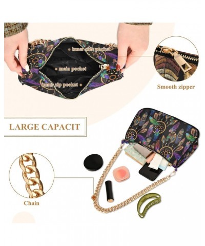 Colorful Dream Catcher Shoulder Bag for Women Chain Tote Bags Trendy Underarm Handbag Clutch Purse with Zipper Closure $15.30...