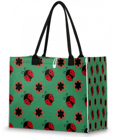 Blackish Green Ladybug Large Tote Bag Red Ladybug Shoulder Bag For Women Teachers Nurses Work Shopping Travel Handbag Purse $...