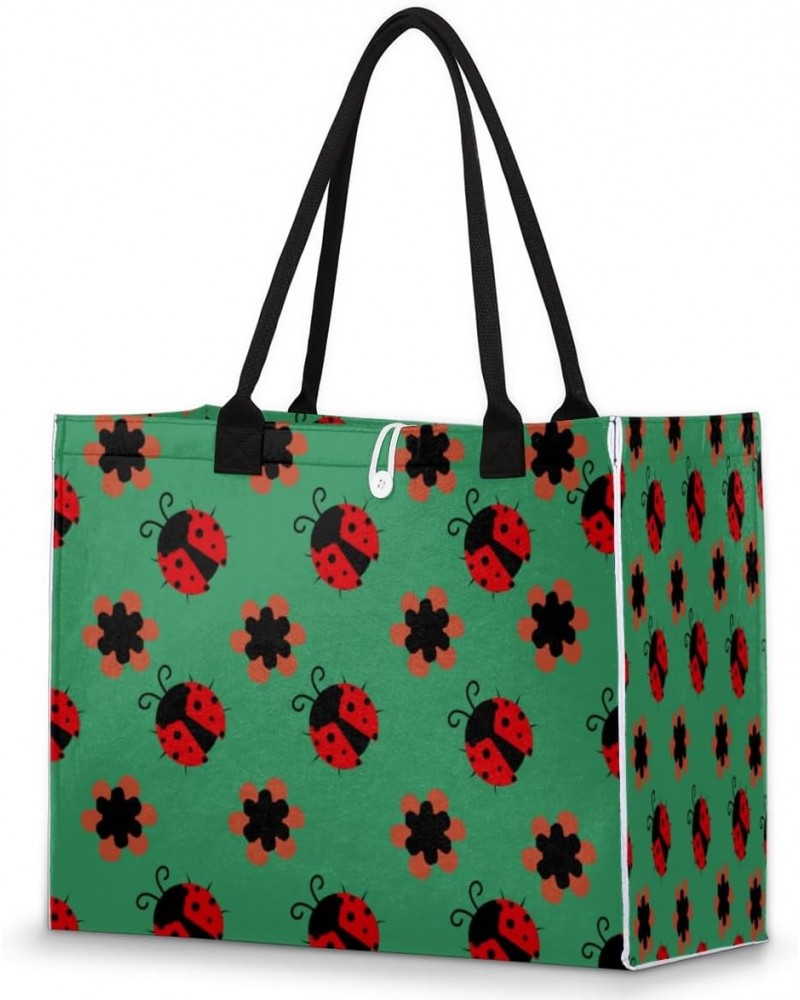 Blackish Green Ladybug Large Tote Bag Red Ladybug Shoulder Bag For Women Teachers Nurses Work Shopping Travel Handbag Purse $...