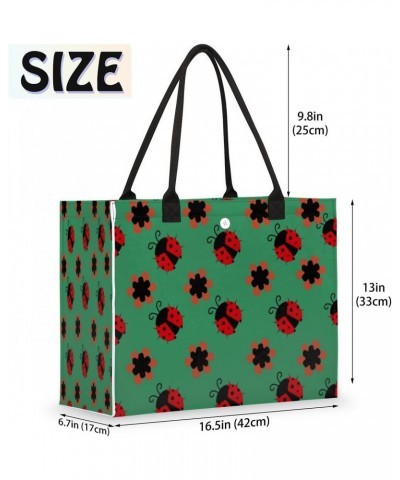 Blackish Green Ladybug Large Tote Bag Red Ladybug Shoulder Bag For Women Teachers Nurses Work Shopping Travel Handbag Purse $...