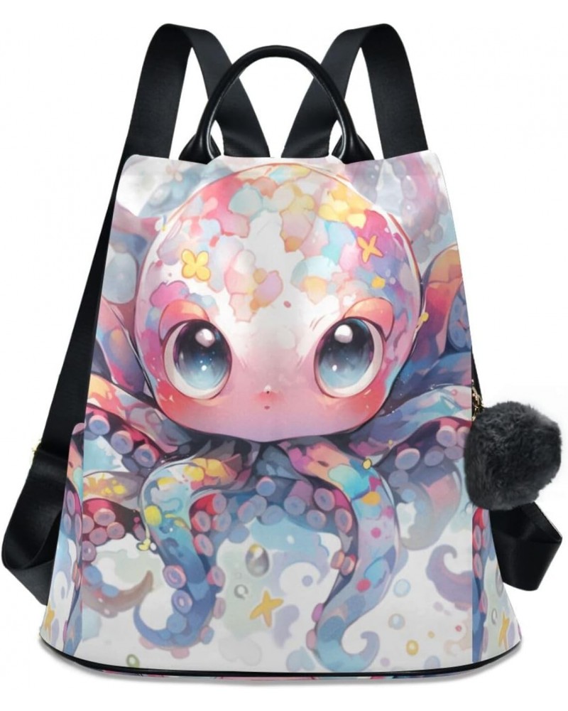 Japanese Cute Octopus Women Backpack, Fashion Anti Theft Casual Daypack Shoulder Bag Purse for Travel Work 15 inches $22.54 B...