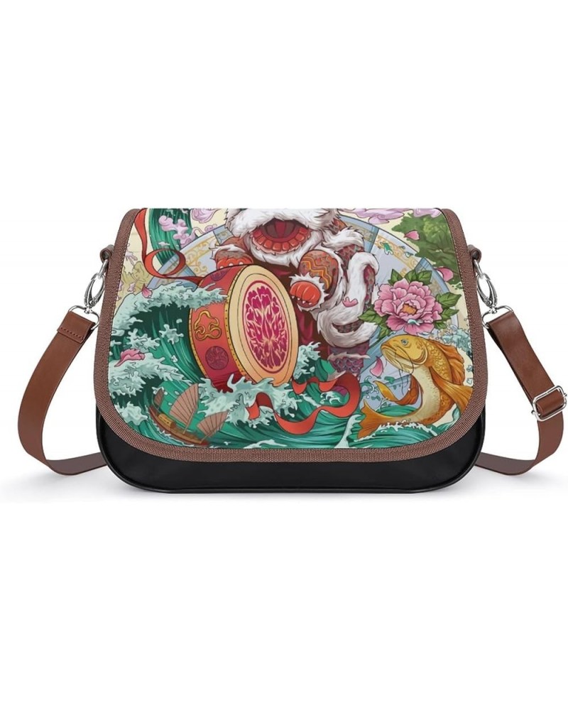 Chinese Style Lions Women Crossbody Clutch Purse Handbag Shoulder Bags Style-1 $16.19 Shoulder Bags