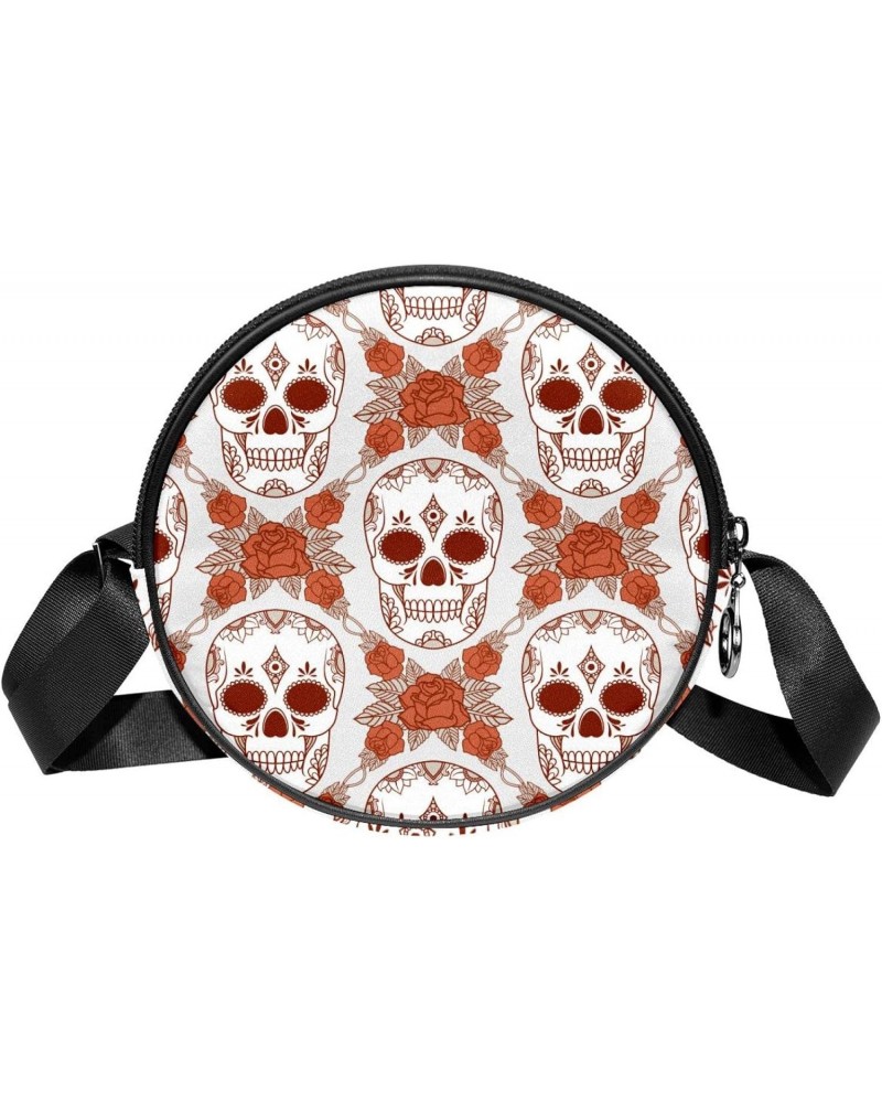 Boho Punk Gothic Skull Rose Flower Crossbody Bag for Women Teen Girls Round Canvas Shoulder Bag Purse Tote Handbag Bag $8.40 ...