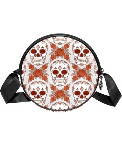 Boho Punk Gothic Skull Rose Flower Crossbody Bag for Women Teen Girls Round Canvas Shoulder Bag Purse Tote Handbag Bag $8.40 ...