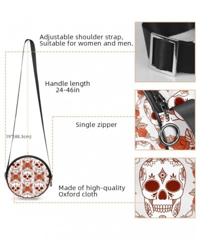 Boho Punk Gothic Skull Rose Flower Crossbody Bag for Women Teen Girls Round Canvas Shoulder Bag Purse Tote Handbag Bag $8.40 ...