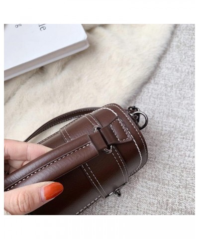 Personality Fashion Vegan Leather Top Handle Flap Crossbody Bag for Women Casual Barrel Handbag Shoulder Bag Coffee $12.00 Cr...