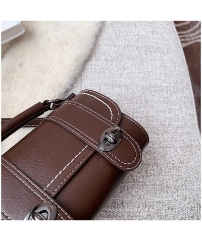 Personality Fashion Vegan Leather Top Handle Flap Crossbody Bag for Women Casual Barrel Handbag Shoulder Bag Coffee $12.00 Cr...