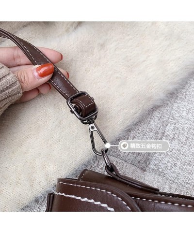 Personality Fashion Vegan Leather Top Handle Flap Crossbody Bag for Women Casual Barrel Handbag Shoulder Bag Coffee $12.00 Cr...