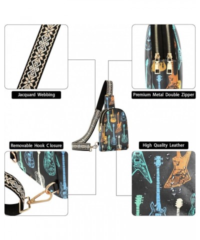 Women's Sling Bag Various Guitars Print with Adjustable Strap Zipper Closure, PU Leather Water Resistant Crossbody Bag Purse ...