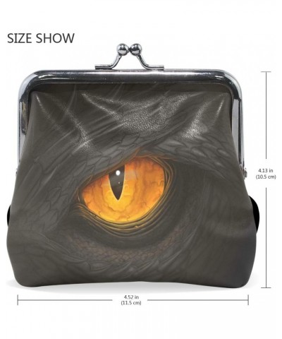 Yellow Eye Of Black Dragon Pouch Small Wallet - Kiss-lock Change Coin Purse Wallets for Women Girl $10.75 Wallets