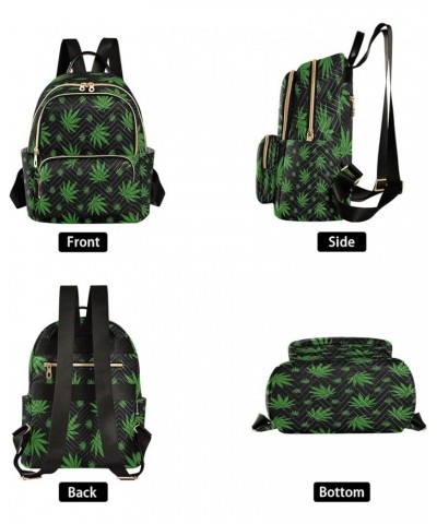 Green Leaves Black Women Backpack Purse Ladies Fashion Shoulder Bag Daypack Travel Bag 10L Medium $17.15 Backpacks