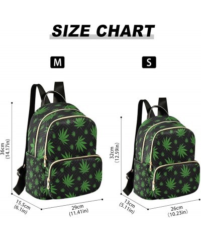 Green Leaves Black Women Backpack Purse Ladies Fashion Shoulder Bag Daypack Travel Bag 10L Medium $17.15 Backpacks