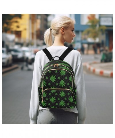 Green Leaves Black Women Backpack Purse Ladies Fashion Shoulder Bag Daypack Travel Bag 10L Medium $17.15 Backpacks