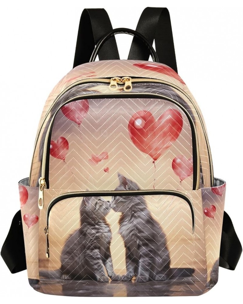 Cat Valentines Day Heart Backpack Purse for Women Fashion Small Mini Backpack Daypacks Purse Back Pack Handbag Lady Purse,S M...