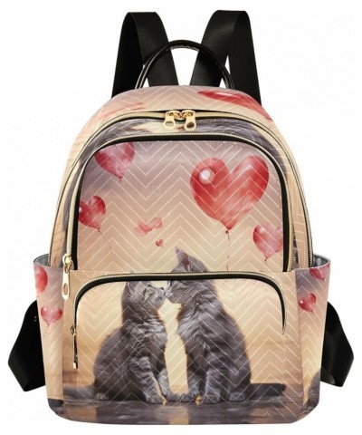 Cat Valentines Day Heart Backpack Purse for Women Fashion Small Mini Backpack Daypacks Purse Back Pack Handbag Lady Purse,S M...