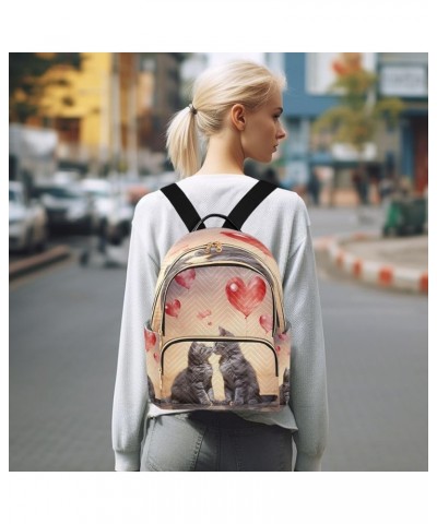 Cat Valentines Day Heart Backpack Purse for Women Fashion Small Mini Backpack Daypacks Purse Back Pack Handbag Lady Purse,S M...