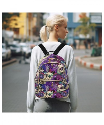 Halloween Women Backpack Mushroom Skull Horror Fun Anti-Theft Travel Backpack with Luggage Belt Durable Handbag Lady Purse Ro...