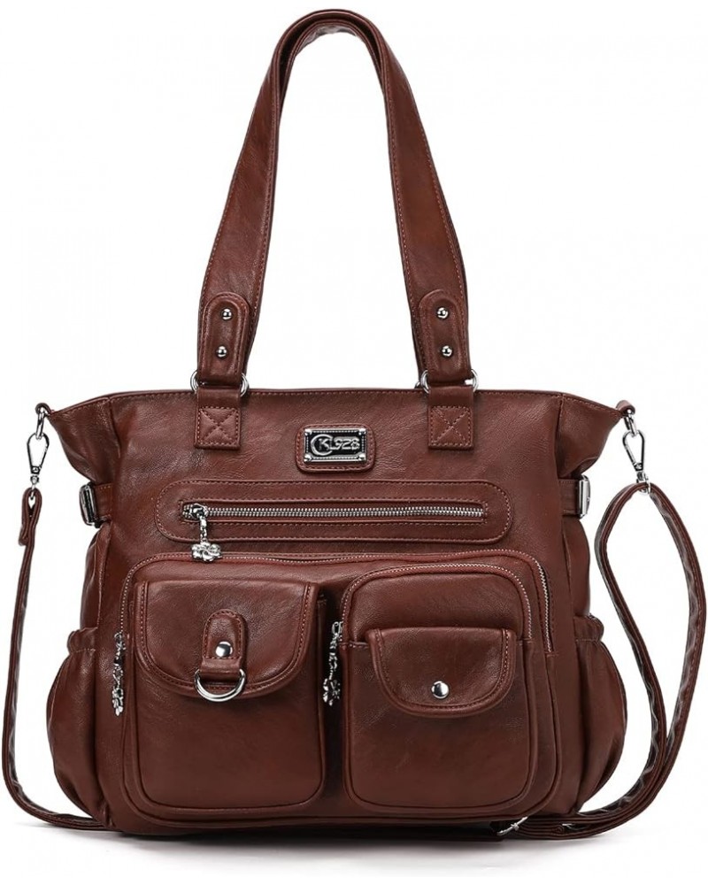 Large Purses for Women Shoulder Bag Tote Handbags Stylish Vegan Leather Hobo Bags Ladies 01-chestnut Brown $28.79 Totes