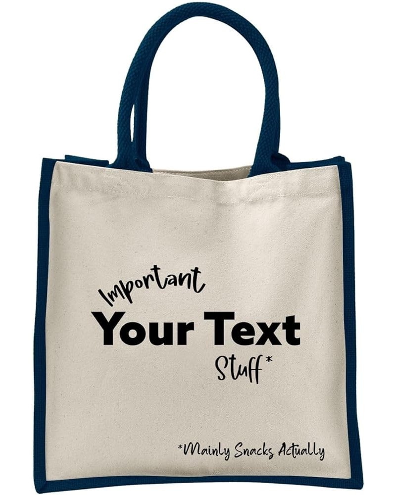 Personalized Cotton Jute Tote Bag - Gifts for Mum, Gran, Nana Gifts for Women Important Stuff ADD TEXT Navy $12.68 Travel Gear