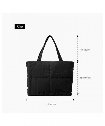 Puffer Tote Bag Luxury Bags for Women Quilted Handbags for Women Chic Puffy Purse Shoulder Bags for Women (C01-Black) C01-bla...