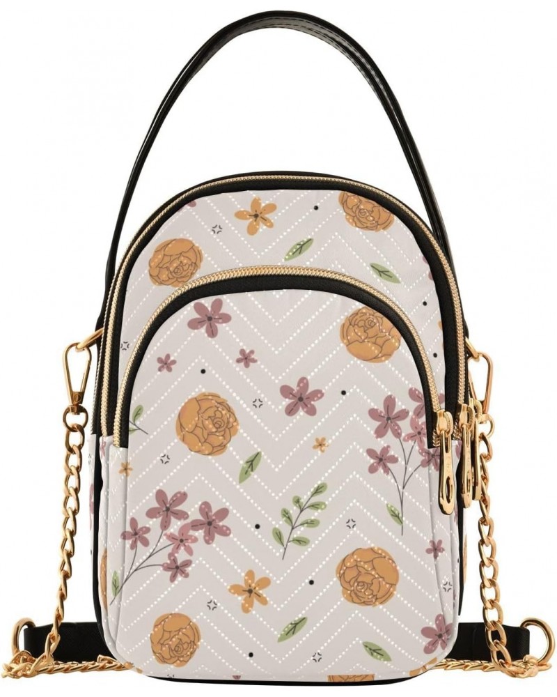 Small Flowers Pattern Crossbody Bags for Women Multi Pocket Shoulder Handbags $11.70 Crossbody Bags