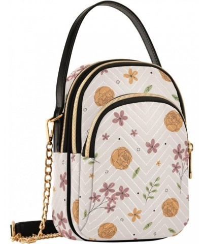 Small Flowers Pattern Crossbody Bags for Women Multi Pocket Shoulder Handbags $11.70 Crossbody Bags