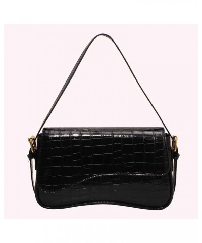 Large Capacity Women Chic Sling Purses Solid Color Vintage Satchel Bag PU Leather Stylish Shoulder Bag Buckle Closure Black $...