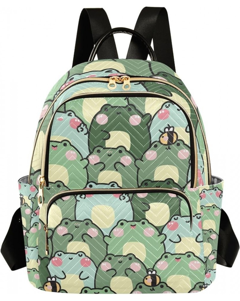 Cute Kawaii Frog Backpack for Women Shoulder Bag Lightweight Small Backpack Casual Daypack for Travel Mini(10.23'' x 5.11'' x...