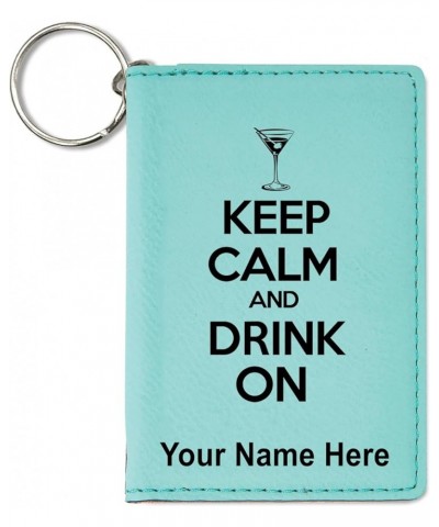 ID Holder Wallet, Keep Calm and Drink On, Personalized Engraving Included (Black with Silver) Teal $16.79 Wallets