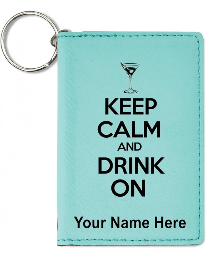 ID Holder Wallet, Keep Calm and Drink On, Personalized Engraving Included (Black with Silver) Teal $16.79 Wallets