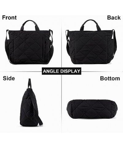 Quilted Tote Bag for Women Puffer Lightweight Messenger Bag Crossbody Shoulder Bag Hobo Quilted Padded Handbag Black $10.00 T...