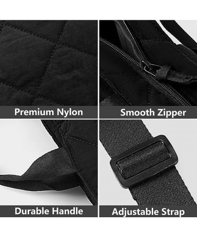 Quilted Tote Bag for Women Puffer Lightweight Messenger Bag Crossbody Shoulder Bag Hobo Quilted Padded Handbag Black $10.00 T...