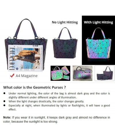 Geometric Luminous Purses and Handbags for Women Holographic Reflective Bag Backpack Wallet Clutch Set Handbag + Wallet $15.1...