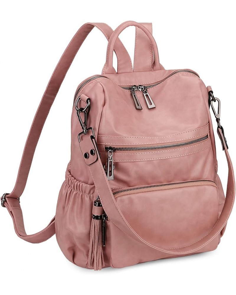 Travel Backpack Purse for Women Vegan Leather Ladies Fashion Tassel Shoulder Bag Convertible 0243 Pink $13.38 Backpacks