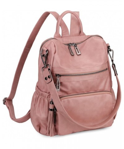 Travel Backpack Purse for Women Vegan Leather Ladies Fashion Tassel Shoulder Bag Convertible 0243 Pink $13.38 Backpacks