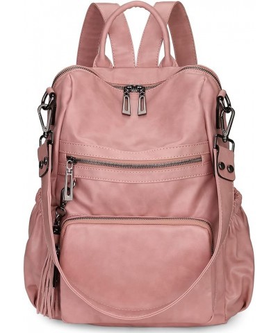 Travel Backpack Purse for Women Vegan Leather Ladies Fashion Tassel Shoulder Bag Convertible 0243 Pink $13.38 Backpacks