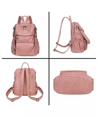 Travel Backpack Purse for Women Vegan Leather Ladies Fashion Tassel Shoulder Bag Convertible 0243 Pink $13.38 Backpacks