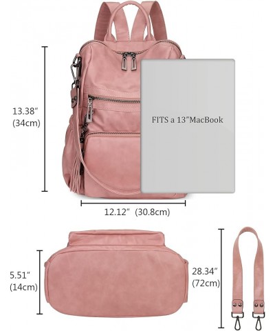 Travel Backpack Purse for Women Vegan Leather Ladies Fashion Tassel Shoulder Bag Convertible 0243 Pink $13.38 Backpacks