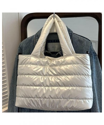 Puffer Tote Bag for Women, Quilted Cotton Padd signer, nter n Padd Shoulr Bag th Adjustable Strap-Blk Section F-white $17.34 ...