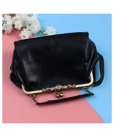 Crossbody Bag Kiss Lock Shoulder Bag PU Leather Handbag Clasp Closure for Women $14.40 Crossbody Bags