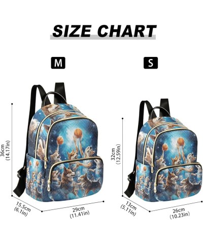 Small Backpack Purse for Women, Wolf Playing Basketball Travel Bag Casual Daypack Shoulder Bag Medium $16.56 Backpacks