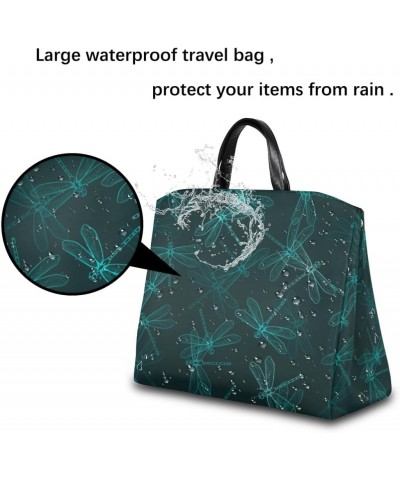 Dragonfly Indigo Green Large Tote Bag Women Should Bag Extra Large Tote Bags Waterproof Big Crossbody Tote Bag with inner Poc...