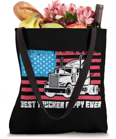 Best Trucker Poppy Ever American Flag Truck Driver Dad Pride Tote Bag $10.34 Totes